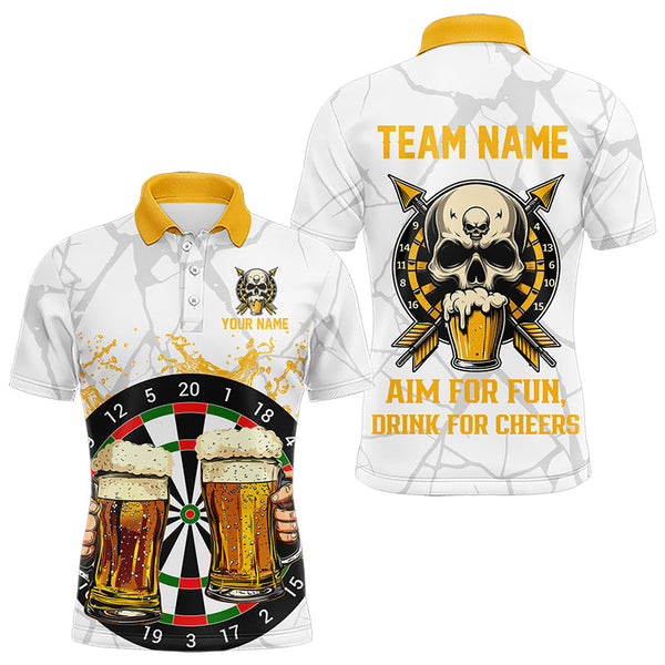 Funny Darts And Beer Aim For Fun Drink For Cheer Custom Men Dart Shirt, Drinking Darts Jersey|White TDM3398