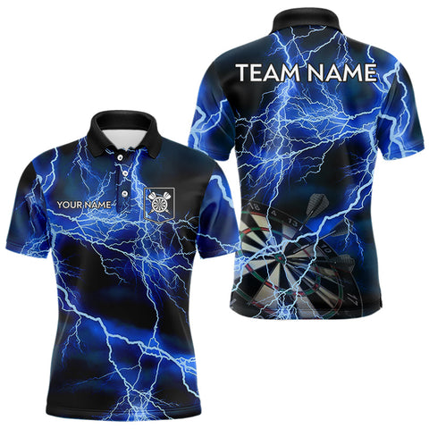 Blue And Black Thunder Lightning Dart Shirts With Pocket For Men Custom 3D Darts Team Jerseys TDM3524