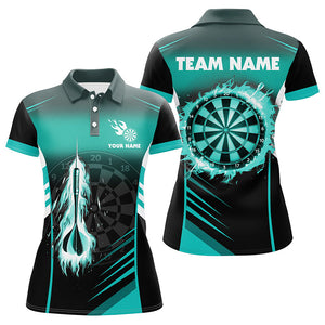 Personalized Darts Fire Arrow Women Dart Polo Shirts Custom Flame Dart Shirt Darts Jersey | Turquoise TDM1407