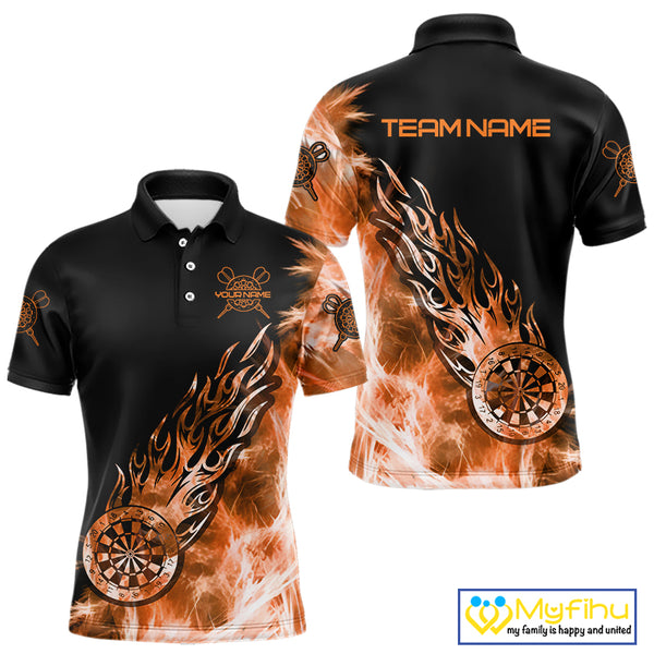 Orange And Black Light Icy Men Darts Polo & Quarter Zip Custom Dart Shirts For Team Dart Jerseys TDM3873