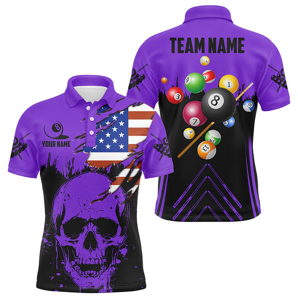 Personalized Multi-Color Billiard Grunge Skull Custom US Flag Patriotic Billiard Balls Shirts Jersey TDM1594