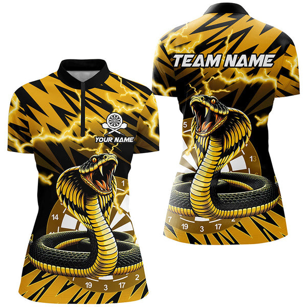 Personalized Yellow Black Snakes 3D Printed Darts Shirts For Women, Thunder Lightning Darts Jerseys TDM2185