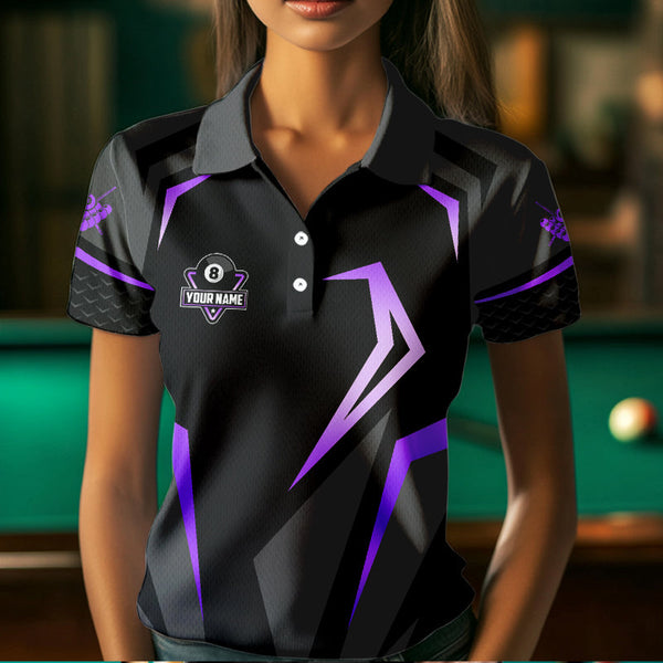 Personalized 8 Ball Pool Billiard Balls Polo & 1/4 Zip For Women Custom Team Billiard Jersey | Purple TDM3534