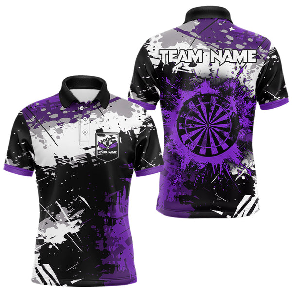 Custom Purple Grunge Darts Shirt With Pocket Option For Men, Darts Jersey TDM3537