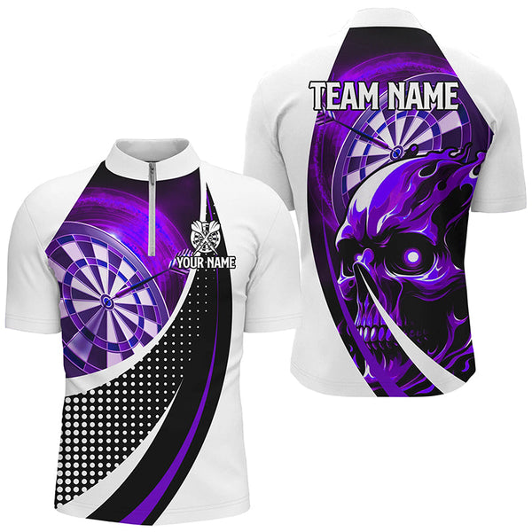 Personalized Purple Dartboard 3D Printed Skull Darts Shirts For Men Custom Cool Darts Team Jerseys TDM1989