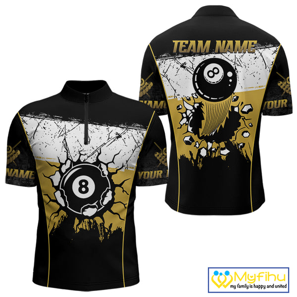 Personalized Yellow Funny Break 8 Ball Grunge Billiard Shirt For Men Custom Pool Team Jersey TDM4338