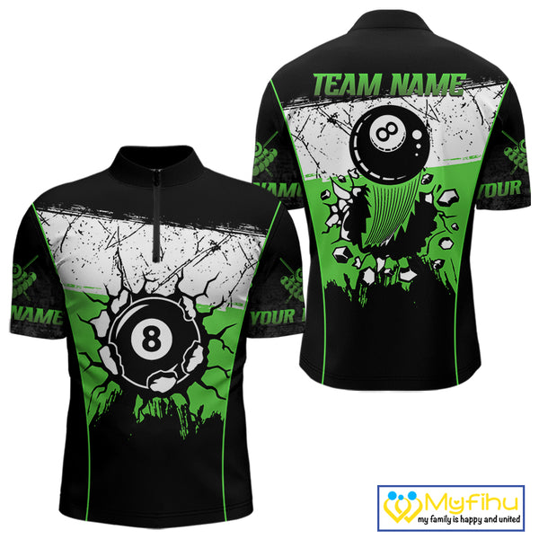 Personalized Green Funny Break 8 Ball Grunge Billiard Shirt For Men Custom Pool Team Jersey TDM4339