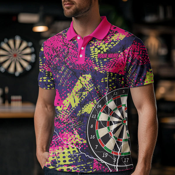 Personalized Grunge Colorful Lightning Darts Shirts For Men Custom Dart Jerseys Funny Darts Outfit TDM3543