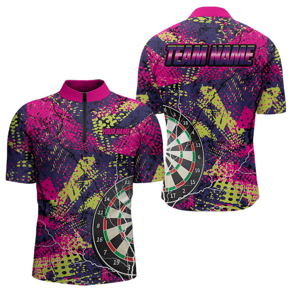 Personalized Grunge Colorful Lightning Darts Shirts For Men Custom Dart Jerseys Funny Darts Outfit TDM3543