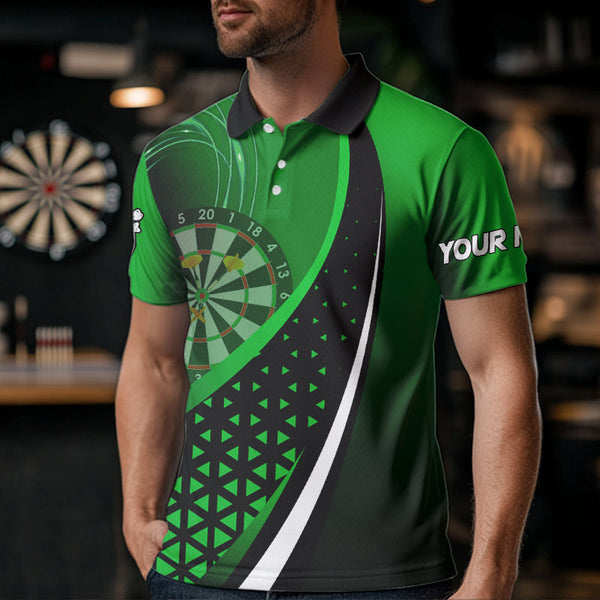 Black Green 3D Dartboard Light Darts Polo & Quarter Zip Custom Dart Shirt For Men Team Darts Jersey TDM3546