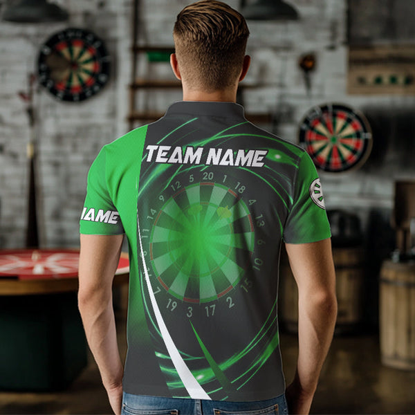 Black Green 3D Dartboard Light Darts Polo & Quarter Zip Custom Dart Shirt For Men Team Darts Jersey TDM3546