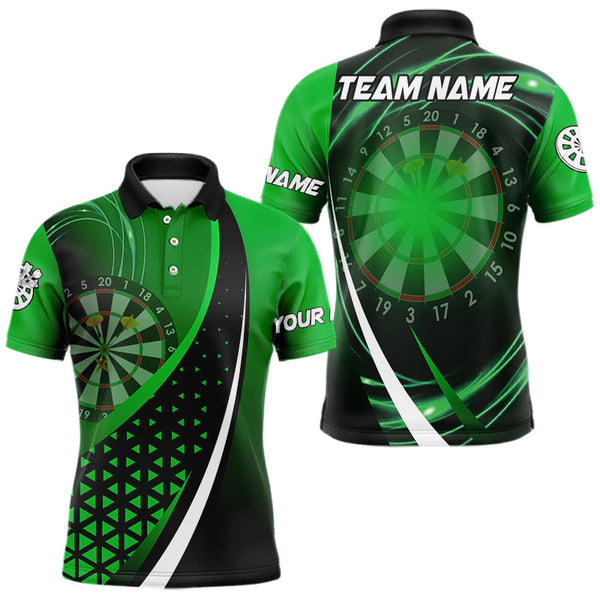 Black Green 3D Dartboard Light Darts Polo & Quarter Zip Custom Dart Shirt For Men Team Darts Jersey TDM3546