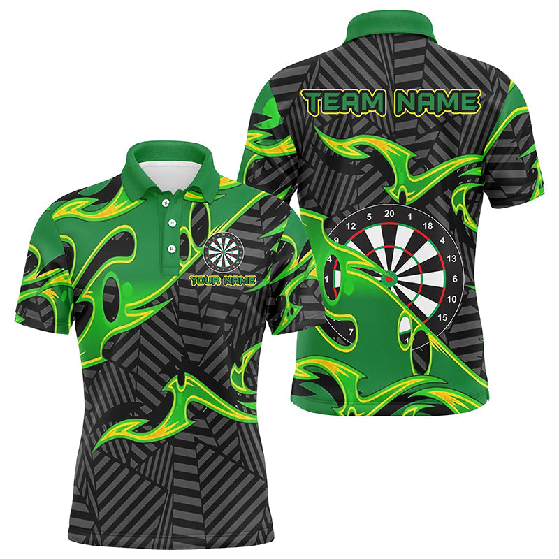 Black Green Personalized Men Darts Polo Shirts Custom Darts Shirts For ...