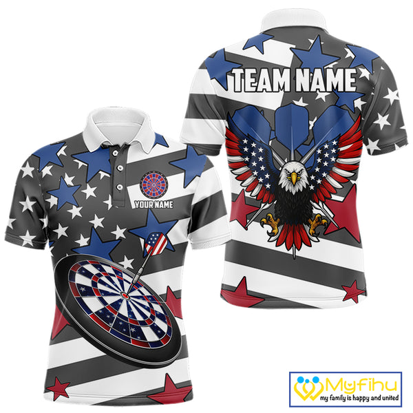 Patriotic American Flag Eagle Dart Shirts For Men Custom Darts Jerseys Team Polo & 1/4 Zip TDM3883