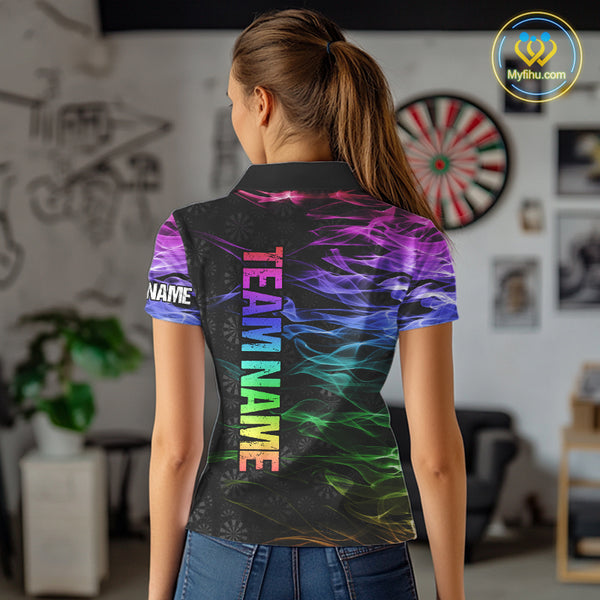 Custom Rainbow Smoke Darts Shirt For Women, Darts Team Jersey Pocket Option TDM3886