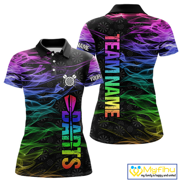 Custom Rainbow Smoke Darts Shirt For Women, Darts Team Jersey Pocket Option TDM3886