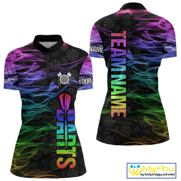 Custom Rainbow Smoke Darts Shirt For Women, Darts Team Jersey Pocket Option TDM3886