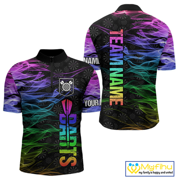 Custom Rainbow Smoke Darts Shirt For Men, Darts Team Jersey Pocket Option TDM3886