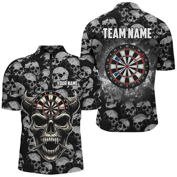 Personalized Retro Skull Pattern Darts Shirts For Men Custom Funny Skull Darts Jerseys For Team TDM2472