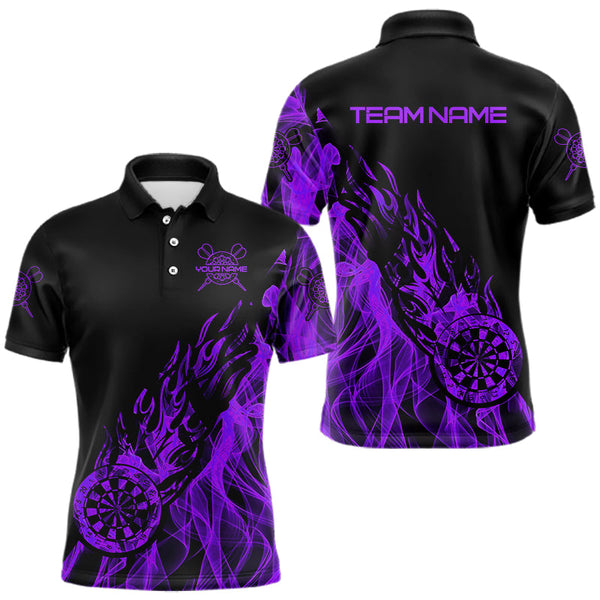 Black And Purple Fire Flame Darts Polo & Quarter Zip Custom Dart Shirt For Women Dart Jerseys TDM3409
