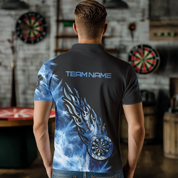 Black And Blue Light Icy Men Darts Polo & Quarter Zip Shirt Custom Dart Shirts For Team Dart Jersey TDM3411