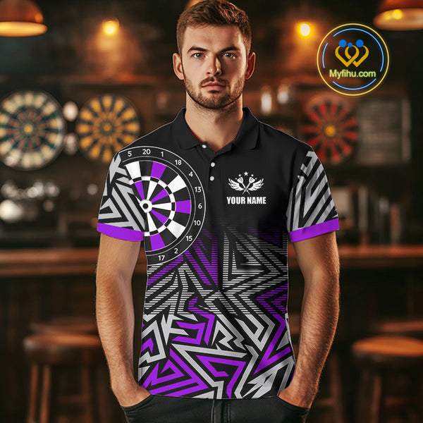 Personalized Darts Heartbeat Zig-Zag Pattern Custom Dart Shirts For Men, Dart Team Jersey|Purple TDM3983