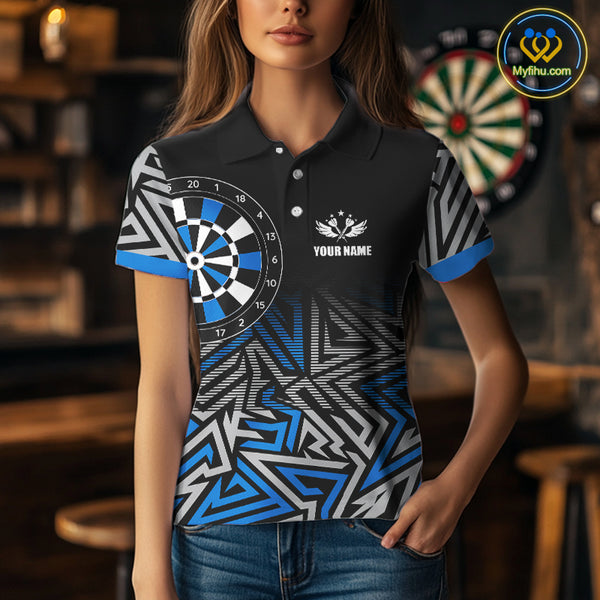 Personalized Darts Heartbeat Zig-Zag Pattern Custom Dart Shirts For Women, Dart Team Jersey|Blue TDM3984