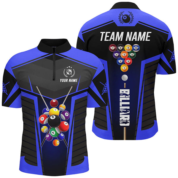Personalized Blue Jersey 10 Ball Billiard Shirt For Men Custom 3D Billiard Balls Pool League Shirts TDM1806