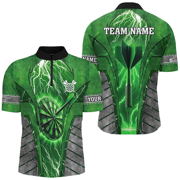 Personalized Green Dartboard Thunder Lightning Darts Shirts For Men, Team League Darts Jerseys TDM2216