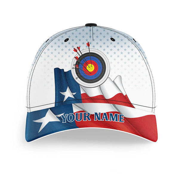 Personalized Texas Flag Archery Hats Custom Name Texas Flag Baseball Caps Hats For Patriotic Archer TDM0719