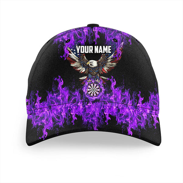 Purple Flame American Flag Eagle Darts Hats For Men Women Custom 3D Printed Baseball Darts Caps TDM3555