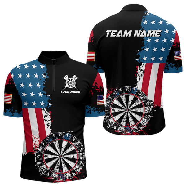 Personalized Grunge Dartboard American Flag Darts Shirts For Men, Patriotic Us Flag Dart Jerseys TDM3719