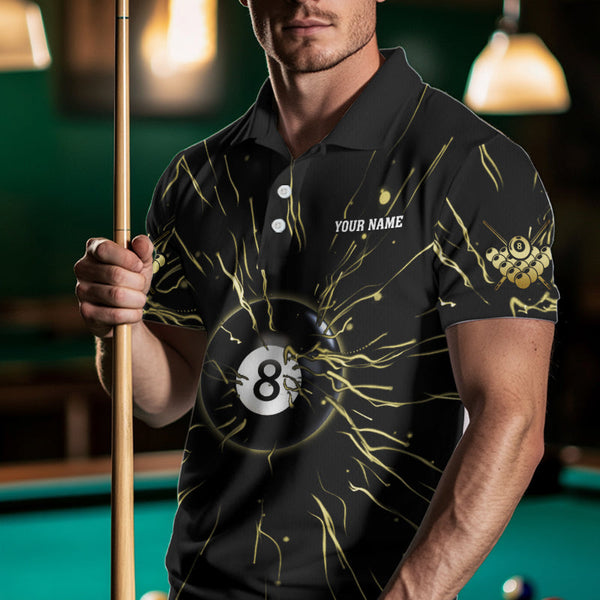Personalized Dark Strike Looms 8 Ball Billiard Shirts For Men, Funny Billiard Pool Jerseys |Gold TDM3722