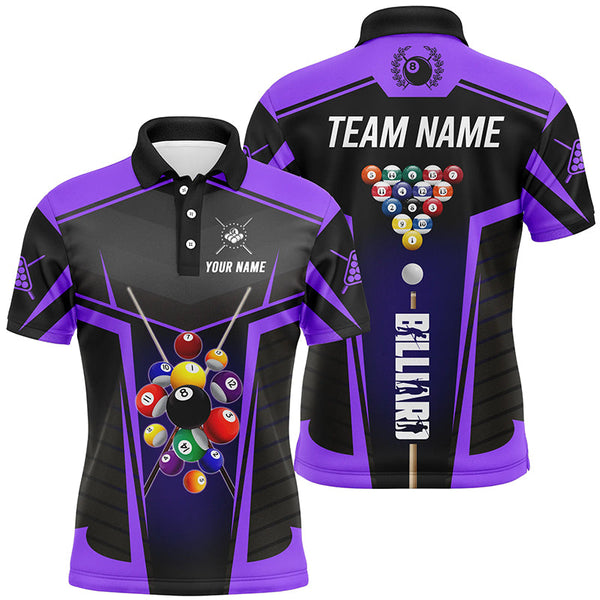 Personalized Purple Jerseys Billiard Balls Men Polo & 1/4 Zip Shirts Custom 3D Pool League Shirts TDM1610