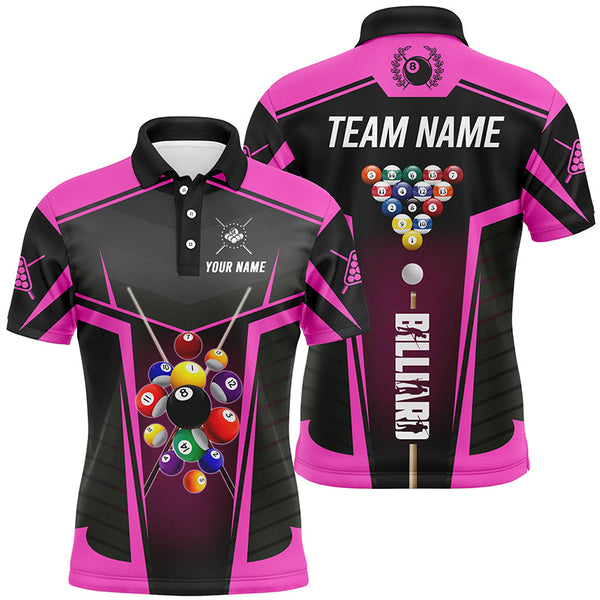 Personalized Pink Jerseys Billiard Balls Men Polo & 1/4 Zip Shirts Custom 3D Pool League Shirts TDM1611