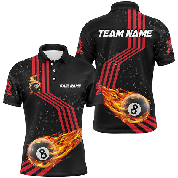 Personalized Ball 8 Fire Racing Road Billiard Jerseys For Men, Best Billiards Shirts For Team |Red TDM2486