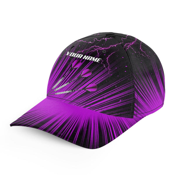 Purple Dart Arrow Lightning Custom 3D Printed Darts Baseball Caps, Personalized Darts Hat Gifts TDM2974