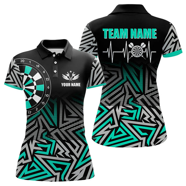 Personalized Darts Heartbeat Zig-Zag Pattern Custom Dart Shirts For Women, Dart Jerseys | Turquoise TDM3229