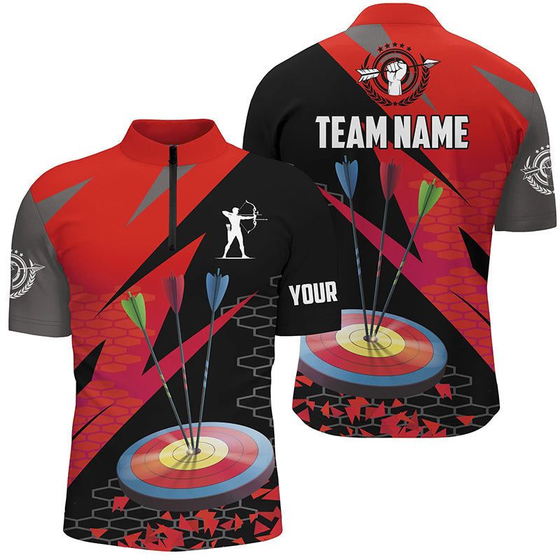 Personalized Archery Arrows 3d Men Quarter-Zip Shirts, Hunting Bow Archery Jerseys Shirts |Red TDM1235