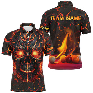 Personalized Orange Skull Billiard Shirts For Men Custom Fire Billiard Balls Team Jerseys Attire TDM1617