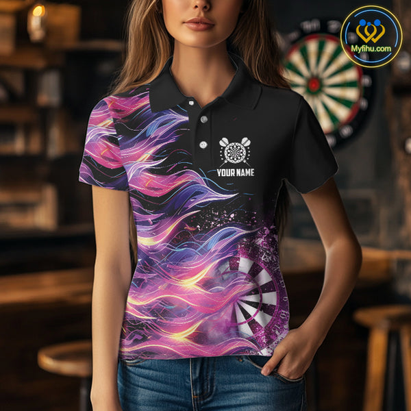Funny Pink Flame Dart Shirt With Pocket Option For Women Custom Darts Jersey TDM4353