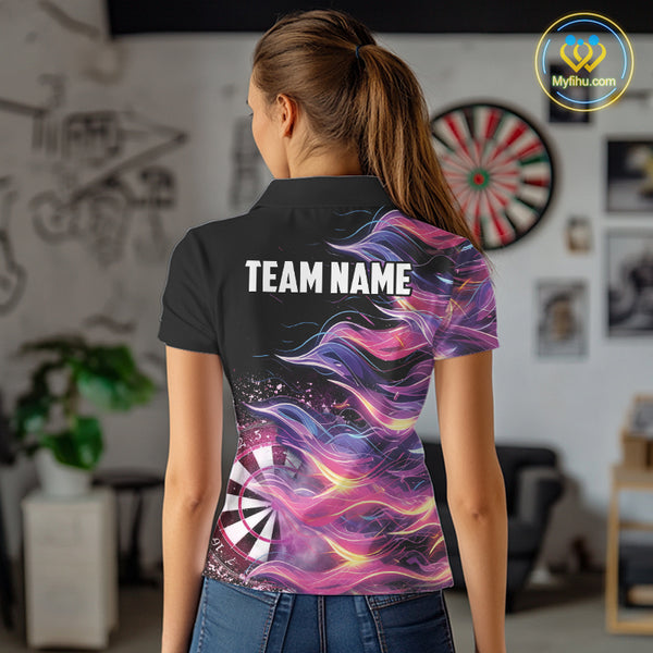 Funny Pink Flame Dart Shirt With Pocket Option For Women Custom Darts Jersey TDM4353