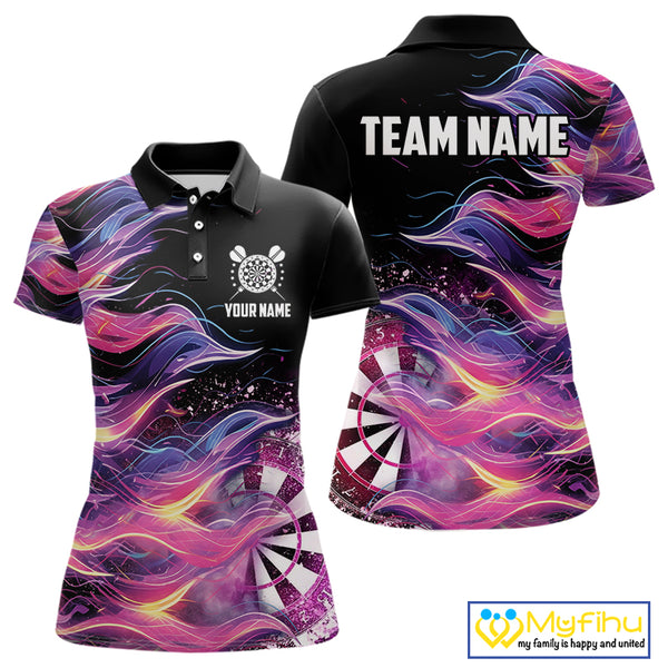 Funny Pink Flame Dart Shirt With Pocket Option For Women Custom Darts Jersey TDM4353