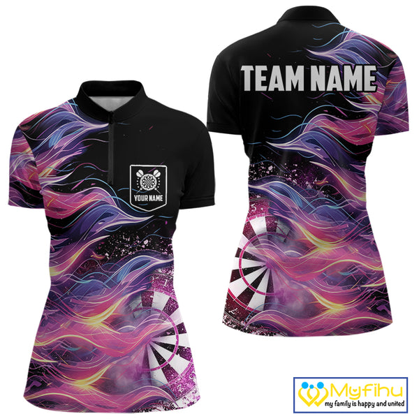 Funny Pink Flame Dart Shirt With Pocket Option For Women Custom Darts Jersey TDM4353