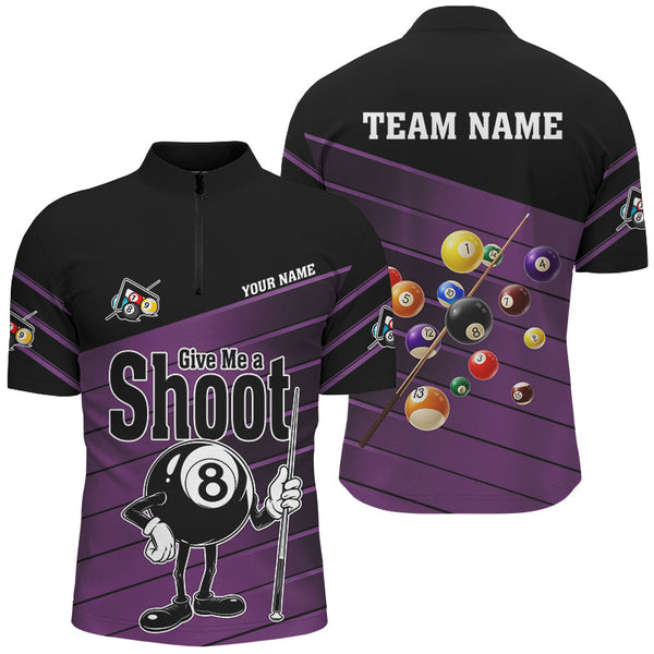 Personalized Purple Give Me A Shoot Billiard Shirts For Men, Funny Saying Billiard Jerseys TDM2989