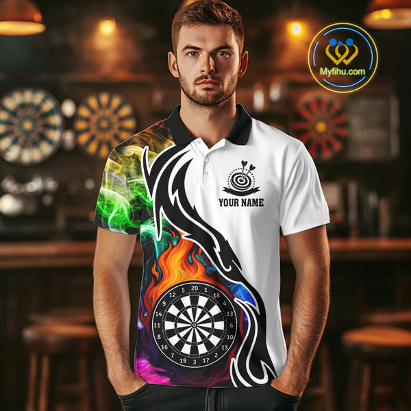 Colorful Rainbow Smoke Dart Shirts For Men Custom Team Polo & Quarter Zip Darts Jerseys Outfit TDM4007