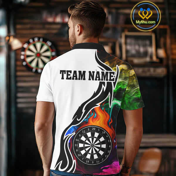 Colorful Rainbow Smoke Dart Shirts For Men Custom Team Polo & Quarter Zip Darts Jerseys Outfit TDM4007