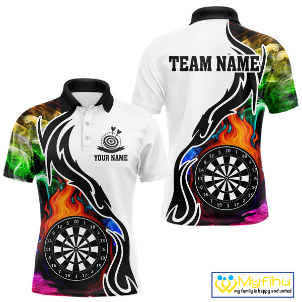 Colorful Rainbow Smoke Dart Shirts For Men Custom Team Polo & Quarter Zip Darts Jerseys Outfit TDM4007