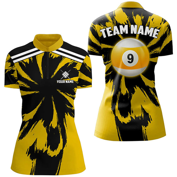 Personalized Funny Storm Yellow 9 Ball Pool Women Billiard Shirts Custom Unique Team Billiard Jerseys TDM2026