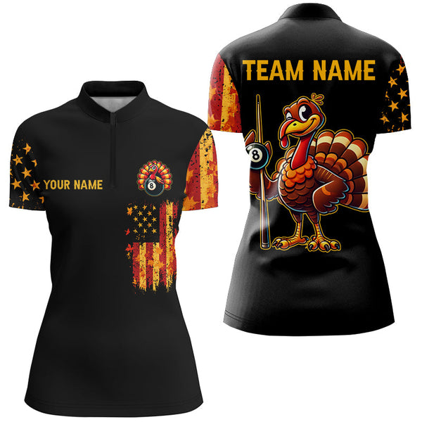Funny Turkey Autumn US Flag Women Darts Shirts Custom Patriotic Thanksgiving Shirts For Darts Lover TDM2754